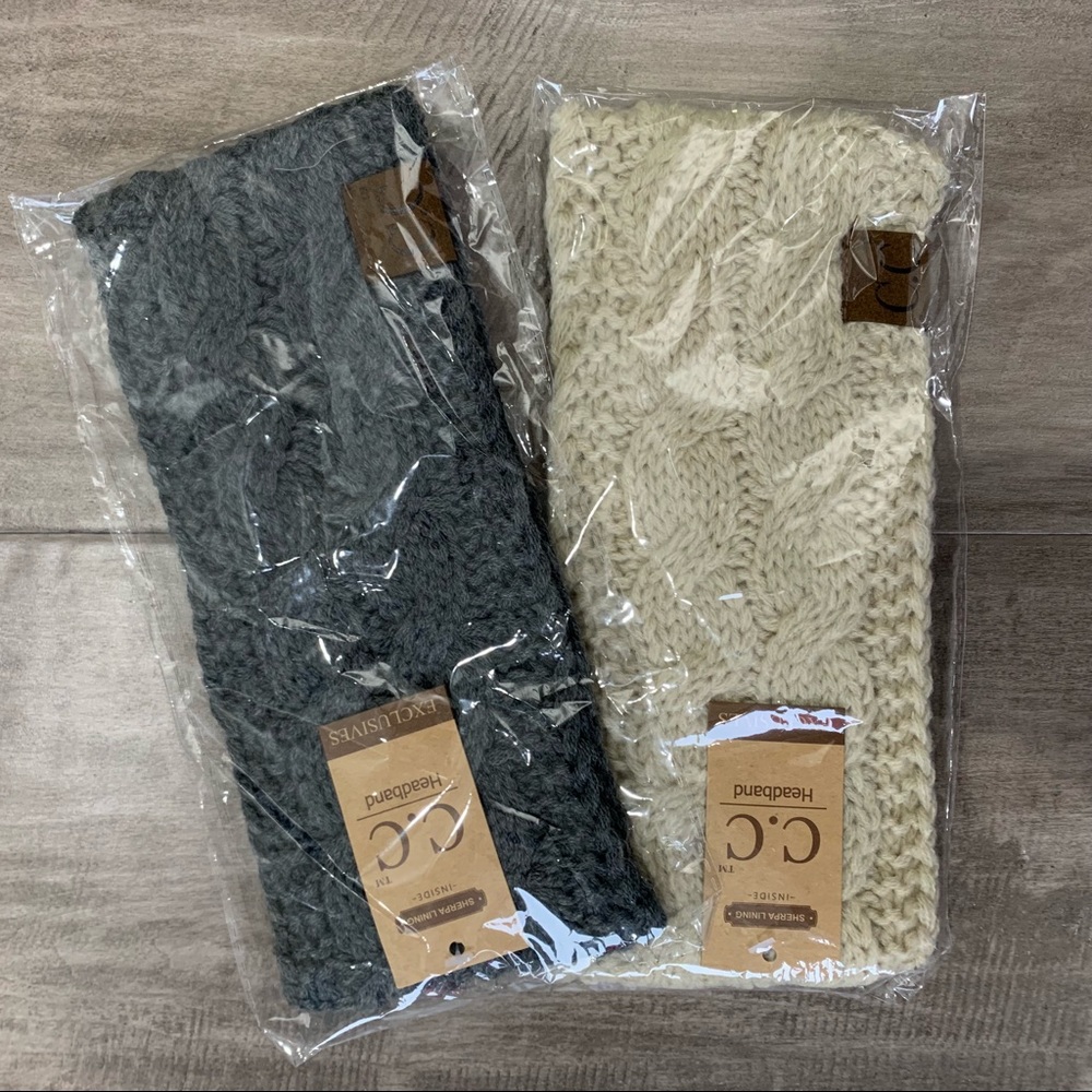 Set of 2 Sherpa lined CC headbands